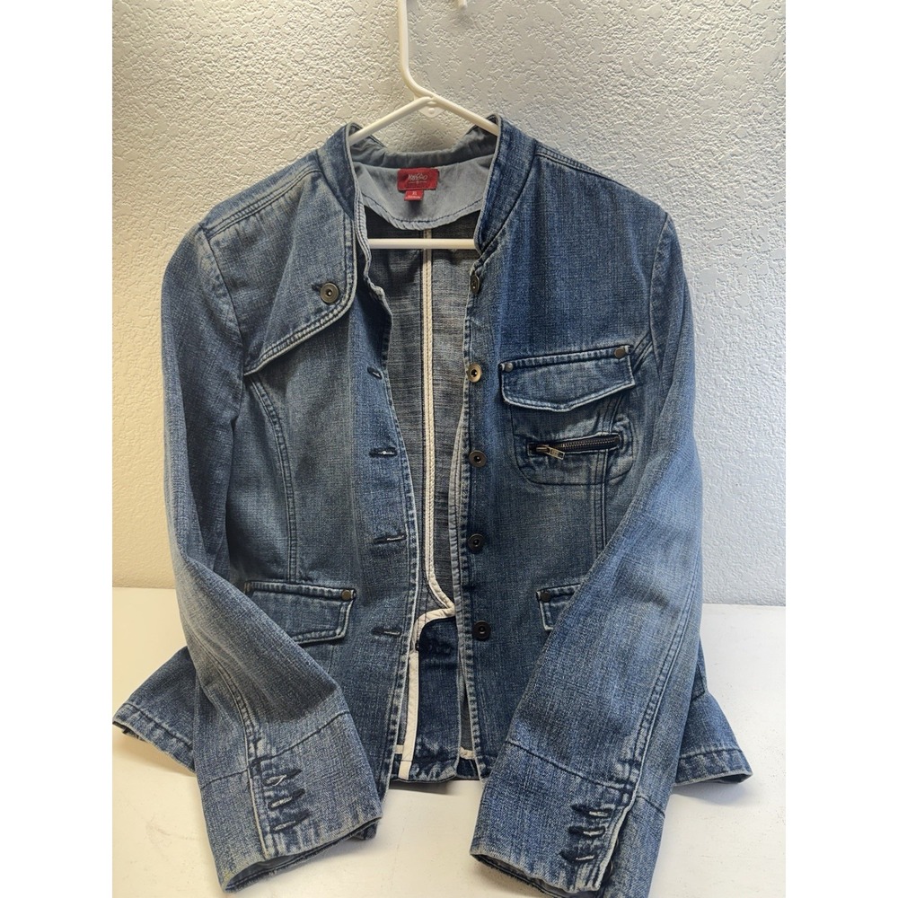 Mossimo Womens Denim Jacket XL Blue Jean Jacket Button Front 100% Cotton